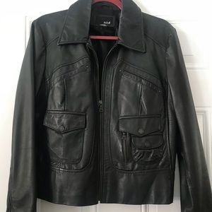 Black leather jacket, size L